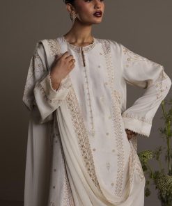 3Pcs Zara Shahjahan Off-White Korean Silk Safa Suit Zszr-F0640Ws 8 White2 Imanistudio.com
