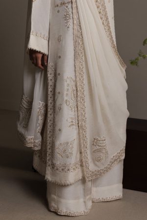 3Pcs Zara Shahjahan Off-White Korean Silk Safa Suit Zszr-F0640Ws 9 White4 Imanistudio.com