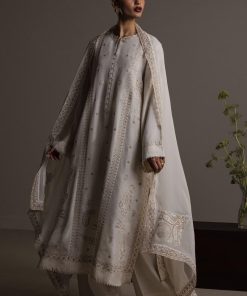 3Pcs Zara Shahjahan Off-White Korean Silk Safa Suit Zszr-F0640Ws 7 White5 Imanistudio.com