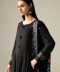 Luxury Pret Real Black Embroidered Linen Suit Mbdw-Aw1648Rb 14 Dw W26 48 Black E Imanistudio.com