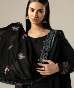 Luxury Pret Real Black Embroidered Linen Suit Mbdw-Aw1648Rb 19 Dw W26 48 Black F Imanistudio.com