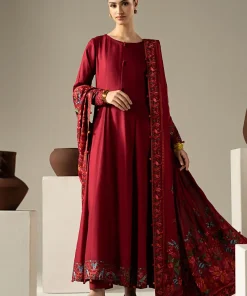 Luxury Pret Rio Red Embroidered Linen Suit Mbdw-Aw1648Rd