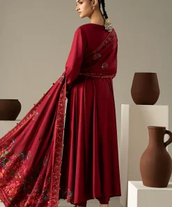 Luxury Pret Rio Red Embroidered Linen Suit Mbdw-Aw1648Rd 14 Dw W2648Redc Imanistudio.com
