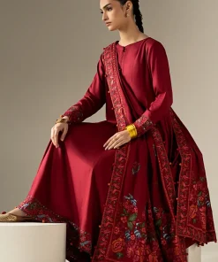 Luxury Pret Rio Red Embroidered Linen Suit Mbdw-Aw1648Rd 10 Dw W2648Redd Imanistudio.com