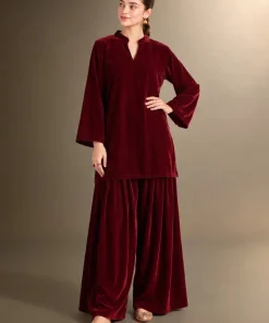 Luxury Pret 2 Pieces Maroon Luxury Velvet Co-Ord Set Mbwc-D26178Dm