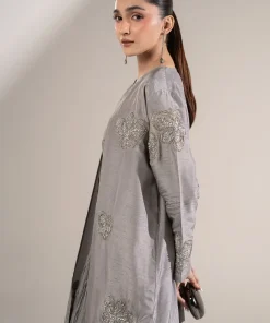 Luxury Pret 3 Pieces Grey Embellished Raw Silk Suit Mbwf-A1502Gr 12 Mb Wf25 36A E Imanistudio.com