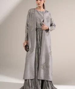 Luxury Pret 3 Pieces Grey Embellished Raw Silk Suit Mbwf-A1502Gr 8 Mb Wf25 36Ab Imanistudio.com