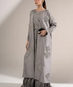 Luxury Pret 3 Pieces Grey Embellished Raw Silk Suit Mbwf-A1502Gr