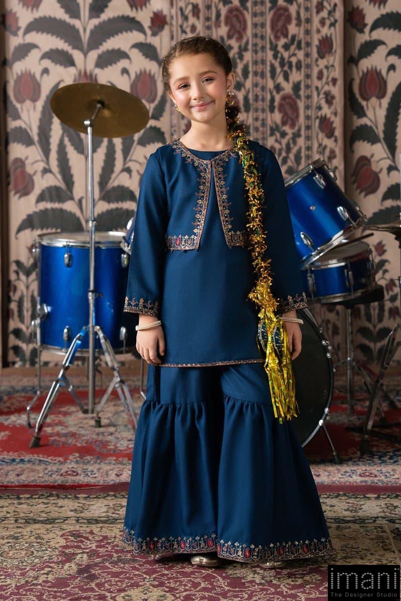 Maria.b 3 Piece Kids Blue Embroidered Cotton Net Suit Mbkd-Aw1603Rb 1 Maria.b 3 Piece Kids Blue Embroidered Cotton Net Suit Mbkd-Aw1603Rb