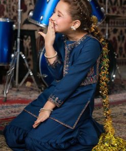 Maria.b 3 Piece Kids Blue Embroidered Cotton Net Suit Mbkd-Aw1603Rb 12 Mkd W2603Blueg Imanistudio.com