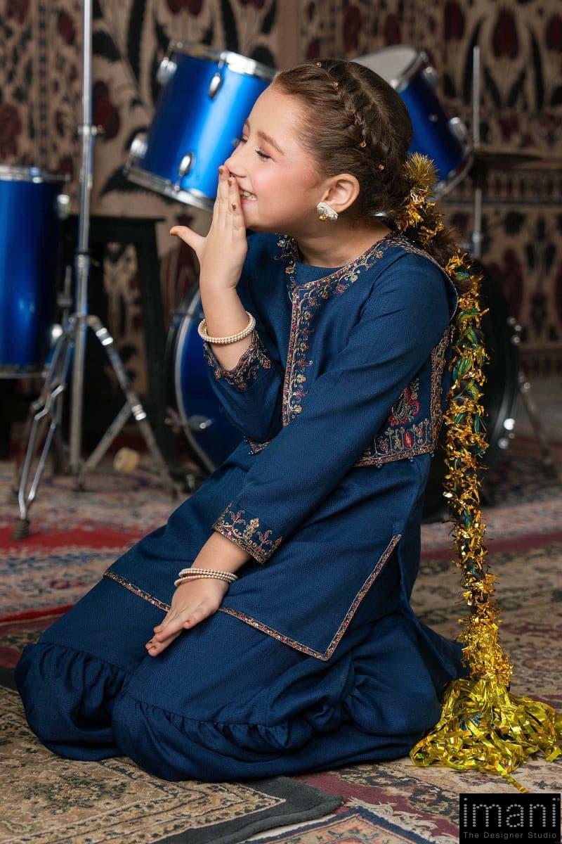Maria.b 3 Piece Kids Blue Embroidered Cotton Net Suit Mbkd-Aw1603Rb 5 Maria.b 3 Piece Kids Blue Embroidered Cotton Net Suit Mbkd-Aw1603Rb - Image 5
