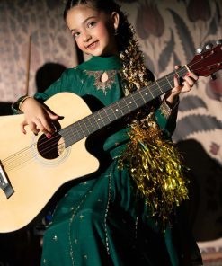 Maria.b 3 Pieces Kids Emerald Green Embroidered Raw Silk Suit Mbks-Aw1612Eg 12 Mks W26 12 Green A Imanistudio.com