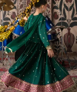 Maria.b 3 Pieces Kids Emerald Green Embroidered Raw Silk Suit Mbks-Aw1612Eg 9 Mks W26 12 Green C Imanistudio.com