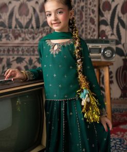 Maria.b 3 Pieces Kids Emerald Green Embroidered Raw Silk Suit Mbks-Aw1612Eg 10 Mks W26 12 Green E Imanistudio.com