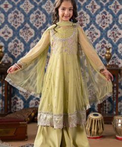 Maria.b 3 Piece Kids Green Embroidered Net Suit Mbks-Aw1606Mg 10 Mks W2606Greenb Imanistudio.com