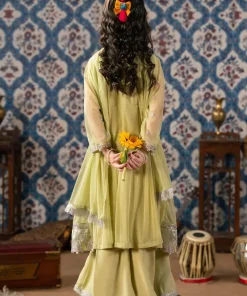 Maria.b 3 Piece Kids Green Embroidered Net Suit Mbks-Aw1606Mg 16 Mks W2606Greend Imanistudio.com