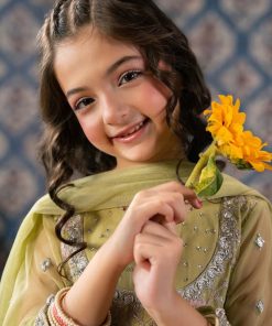 Maria.b 3 Piece Kids Green Embroidered Net Suit Mbks-Aw1606Mg 13 Mks W2606Greenf Imanistudio.com