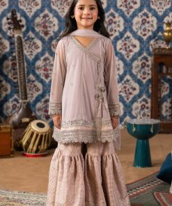 Maria.B 3 Piece Kids Lilac Embroidered Net Suit MBKS-AW1608LC