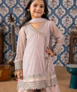 Maria.b 3 Piece Kids Lilac Embroidered Net Suit Mbks-Aw1608Lc 10 Mks W2608Lilace Imanistudio.com