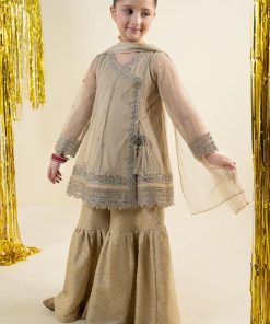 Maria.b 3 Piece Kids Creme Embroidered Net Suit Mbks-Aw1608Cr 11 Mks W2608Offwhtc Imanistudio.com