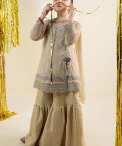 Maria.b 3 Piece Kids Creme Embroidered Net Suit Mbks-Aw1608Cr 10 Mks W2608Offwhtd Imanistudio.com