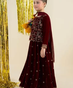 Maria.b 3 Piece Kids Maroon Embroidered Velvet Suit Mbks-Aw1628Mr 10 Mks W2628Redc Imanistudio.com