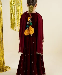 Maria.b 3 Piece Kids Maroon Embroidered Velvet Suit Mbks-Aw1628Mr 14 Mks W2628Redd Imanistudio.com