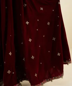 Maria.b 3 Piece Kids Maroon Embroidered Velvet Suit Mbks-Aw1628Mr 13 Mks W2628Redj Imanistudio.com