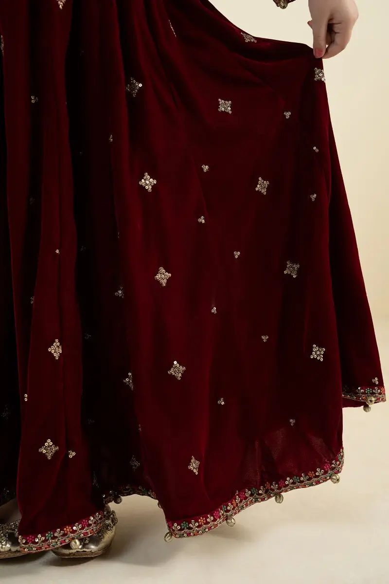 Maria.b 3 Piece Kids Maroon Embroidered Velvet Suit Mbks-Aw1628Mr 6 Maria.b 3 Piece Kids Maroon Embroidered Velvet Suit Mbks-Aw1628Mr - Image 6