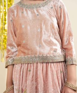 Maria.b 3 Piece Kids Baby Pink Embroidered Velvet Suit Mbks-Aw1631Bp 13 Mks W2631Pinke Imanistudio.com