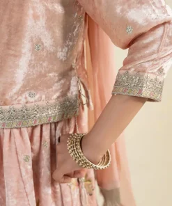 Maria.b 3 Piece Kids Baby Pink Embroidered Velvet Suit Mbks-Aw1631Bp 12 Mks W2631Pinkg Imanistudio.com