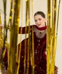 Maria.b 3 Piece Kids Maroon Embroidered Velvet Suit Mbks-Aw1632Mmn 14 Mks W2632Maroone Imanistudio.com