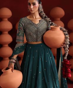 Luxury Formal Teal Embroidered Raw Silk Skirt Suit Mbsf-Aw1627Tl 14 Sf Ea2627Teala Imanistudio.com