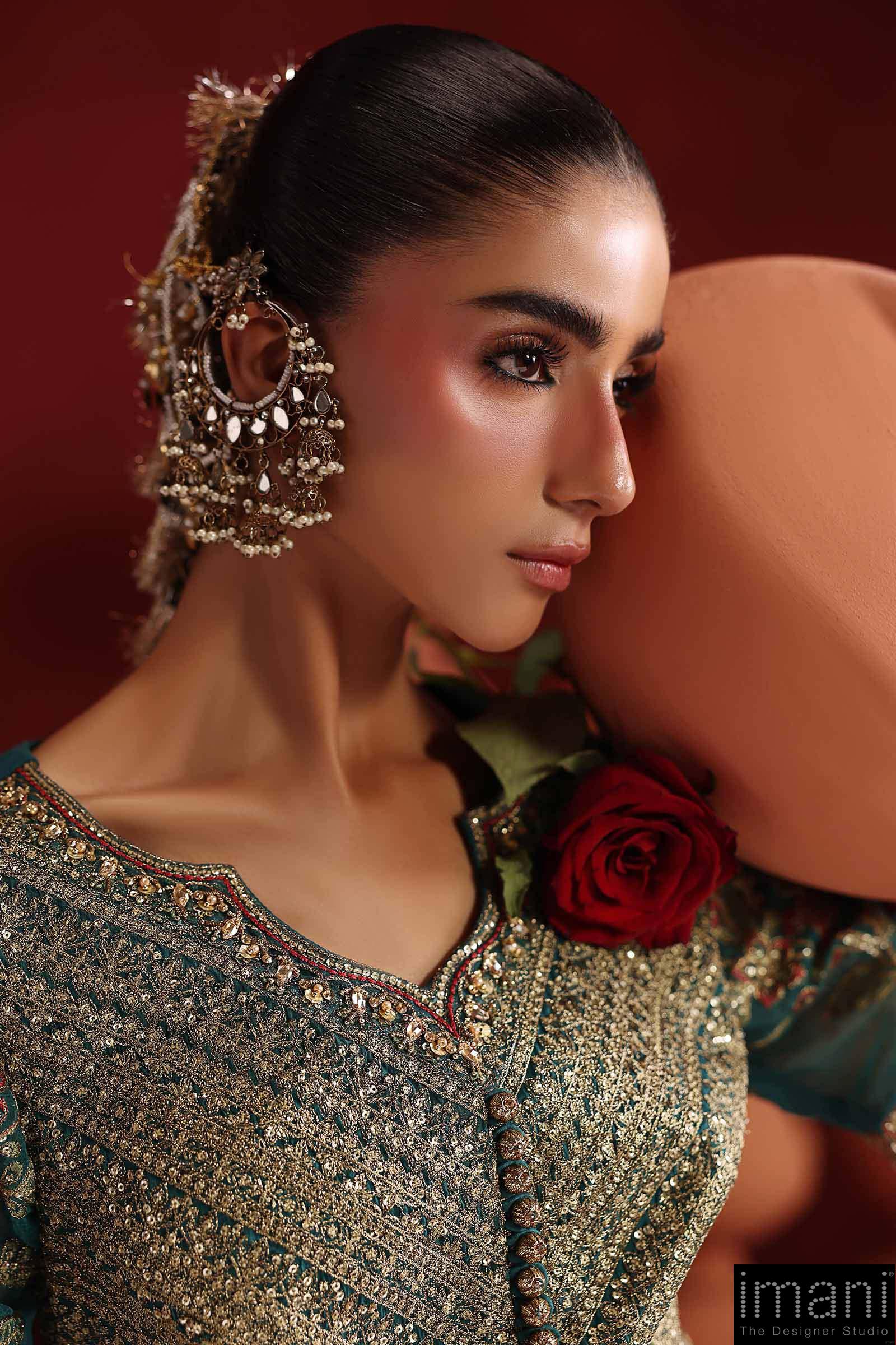 Luxury Formal Teal Embroidered Raw Silk Skirt Suit Mbsf-Aw1627Tl 6 Luxury Formal Teal Embroidered Raw Silk Skirt Suit Mbsf-Aw1627Tl - Image 6
