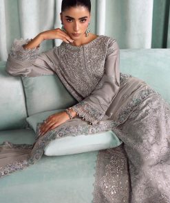 Luxury Formal Silver Grey Embroidered Tissue Silk Suit Mbsf-Aw1637Sg 15 Sf Ea2637Grey A Imanistudio.com