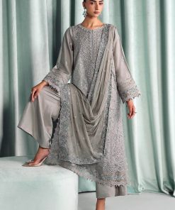 Luxury Formal Silver Grey Embroidered Tissue Silk Suit Mbsf-Aw1637Sg 13 Sf Ea2637Grey C Imanistudio.com