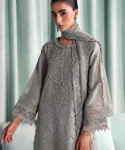 Luxury Formal Silver Grey Embroidered Tissue Silk Suit Mbsf-Aw1637Sg 21 Sf Ea2637Grey F Imanistudio.com