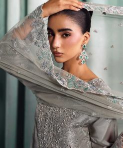 Luxury Formal Silver Grey Embroidered Tissue Silk Suit Mbsf-Aw1637Sg 19 Sf Ea2637Grey H Imanistudio.com