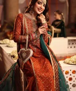 Luxury Formal Rust Embroidered And Printed Raw Silk Suit Mbsf-Aw1608Rt 10 Sf W2508Rustc Imanistudio.com