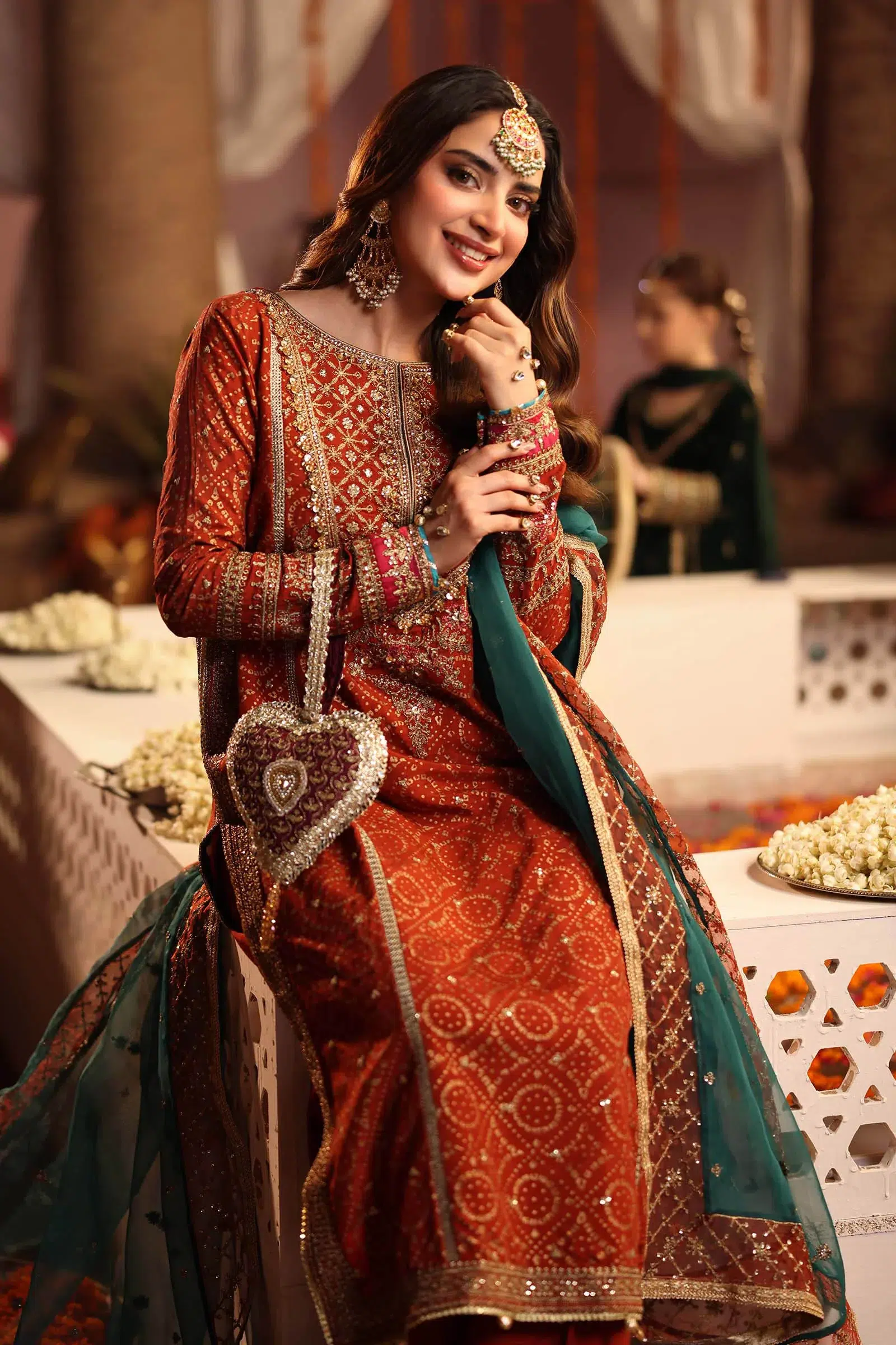 Luxury Formal Rust Embroidered And Printed Raw Silk Suit Mbsf-Aw1608Rt 4 Luxury Formal Rust Embroidered And Printed Raw Silk Suit Mbsf-Aw1608Rt - Image 4