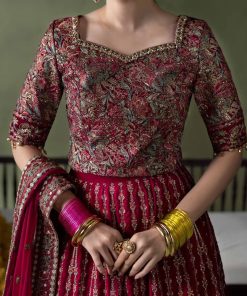 Luxury Formal Pink Embroidered Velvet Lehenga Suit Mbsf-Aw602Cp 12 Sf W2602Pinkf Imanistudio.com