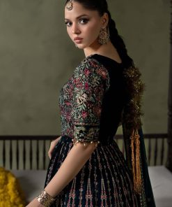 Luxury Formal Teal Blue Embroidered Velvet Lehenga Suit Mbsf-Aw602Tb 17 Sf W2602Teald Imanistudio.com