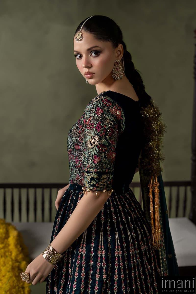 Luxury Formal Teal Blue Embroidered Velvet Lehenga Suit Mbsf-Aw602Tb 8 Luxury Formal Teal Blue Embroidered Velvet Lehenga Suit Mbsf-Aw602Tb - Image 8