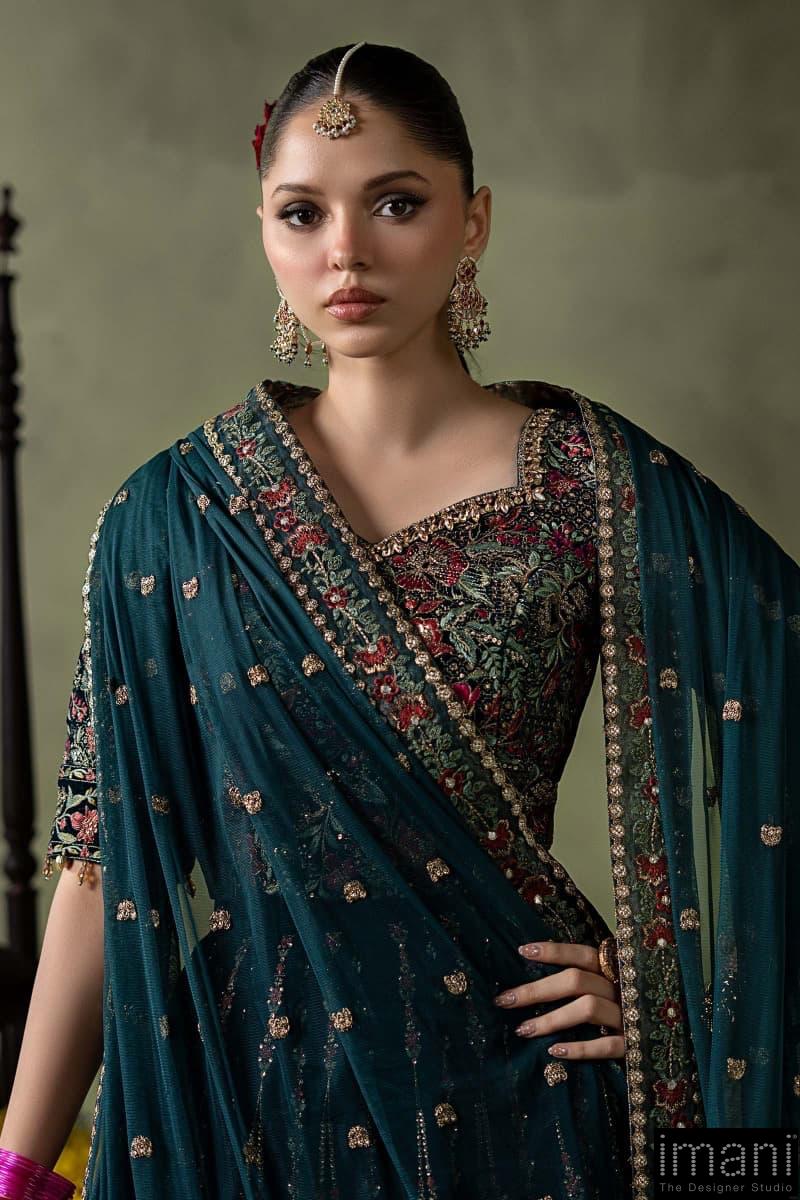 Luxury Formal Teal Blue Embroidered Velvet Lehenga Suit Mbsf-Aw602Tb 6 Luxury Formal Teal Blue Embroidered Velvet Lehenga Suit Mbsf-Aw602Tb - Image 6