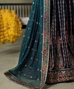 Luxury Formal Teal Blue Embroidered Velvet Lehenga Suit Mbsf-Aw602Tb 16 Sf W2602Tealg Imanistudio.com