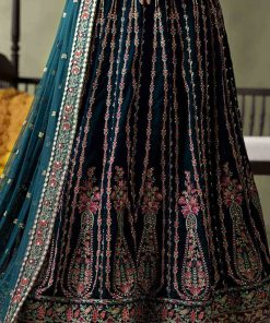 Luxury Formal Teal Blue Embroidered Velvet Lehenga Suit Mbsf-Aw602Tb 13 Mbsf-Aw602Tb