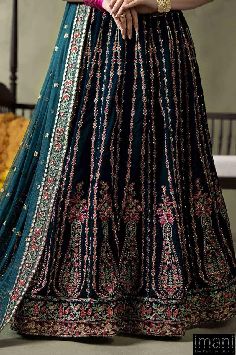 Luxury Formal Teal Blue Embroidered Velvet Lehenga Suit Mbsf-Aw602Tb 4 Mbsf-Aw602Tb