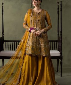 Luxury Formal Mustard Embroidered Net Suit Mbsf-Aw16111Md