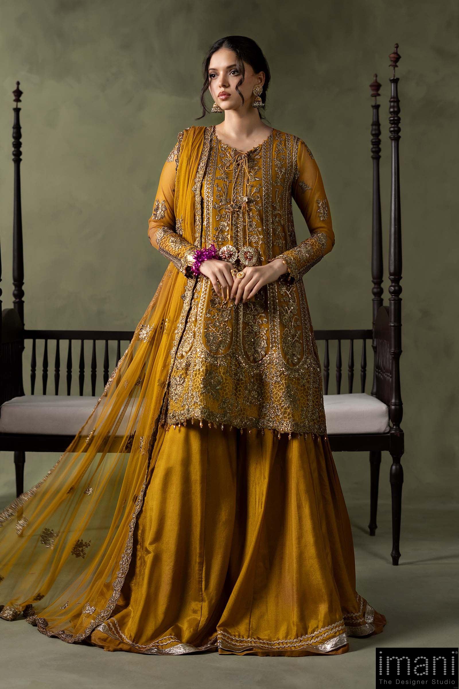 Luxury Formal Mustard Embroidered Net Suit Mbsf-Aw16111Md 1 Luxury Formal Mustard Embroidered Net Suit Mbsf-Aw16111Md