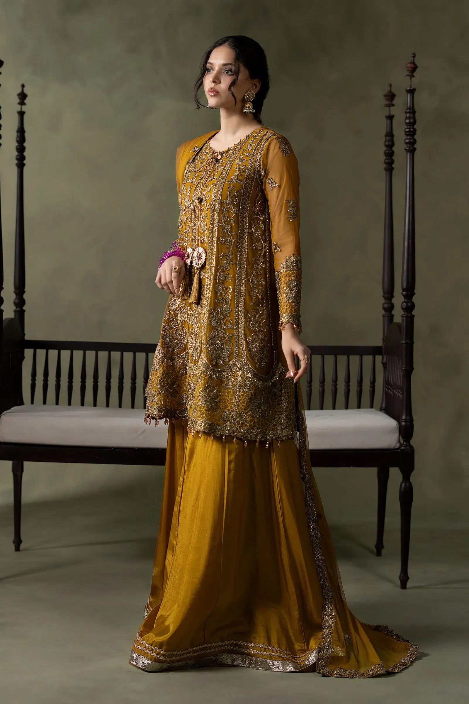 Luxury Formal Mustard Embroidered Net Suit Mbsf-Aw16111Md 3 Luxury Formal Mustard Embroidered Net Suit Mbsf-Aw16111Md - Image 3